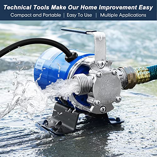 Image of TecHome Water Pump, 115V 1 /10HP 330GPH Water Transfer Utility Pump, With ON /OFF Switch And Suction Hose Kit.
