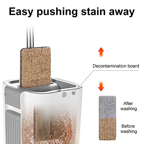 image for BOOMJOY Flat Mop and Bucket Floor Mop Cleaning Mop 360 Rotating Wet Dr