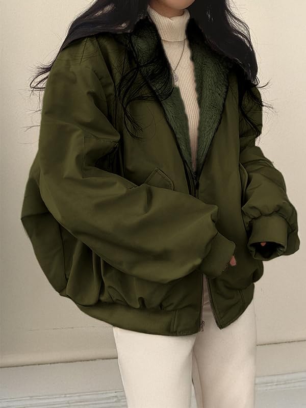 EMMIOL Womens Winter Coats Hooded Fleece Puffer Reversible Long Sleeve Oversized Full Zipper Warm Jackets - Image 4