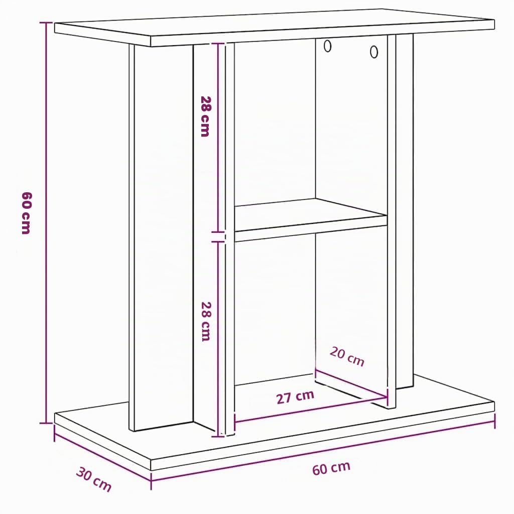 Tomostar Support pour Aquarium, Meuble pour Aquarium Meuble de Base Table d'aquarium chêne noir 60x30x60 cm bois d'ingénierie