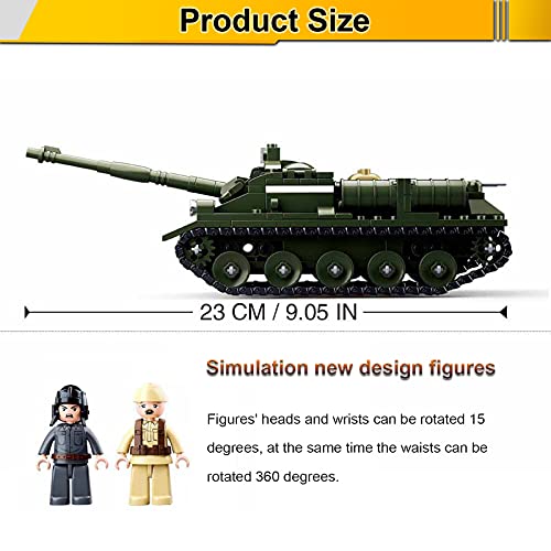 Chokgift Military Army Wwii Su-85 Tank Destroyer Vehicle Building Kit Army Series Building Block Set With 2 Soldier Figures, Best Roleplay Stem Construction Toy For Boys Girls (338 Pcs) #TOP3