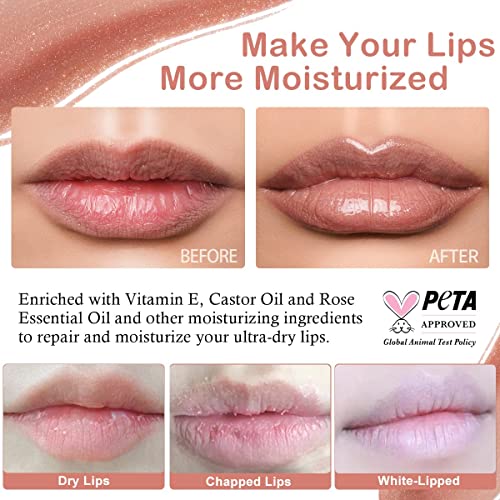 Oulac Nude Shimmer Liquid Lipstick High-Shine Glitter Lip Gloss for Women Shimmer Non-Sticky Glossy Finish Liquid Lipstick Hydrating Lip Gloss Fuller-looking Lip Makeup Vegan & Cruelty-Free 09 - Image 4