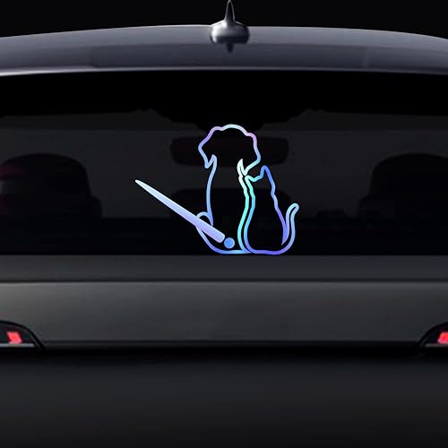 Miniatura 7 de Nouiroy - Adhesivo para limpiaparabrisas trasero de perro divertido diseño de cachorro adhesivo reflectante para ventana trasera de automóvil