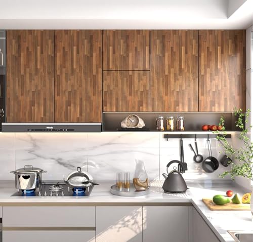 Image of HOME13 Marble Wallpaper Self Adhesive Wallpaper Waterproof Marble Sticker Removable Wallpaper Kitchen Cabinet Countertop (Box Brown, 2 Feet x 10 Feet)