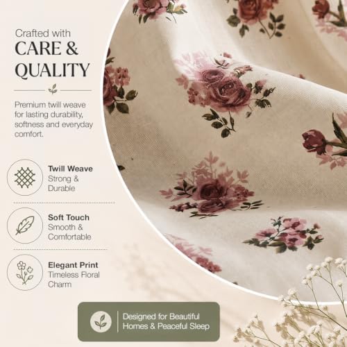 Image of HOMEMONDE King Size Elastic Bedsheet, 100% Pure Cotton Fitted Bedsheet with Two Pillow Covers |186 TC |Premium Gift Box Included (78 x 72 Inches Up to 8-Inch Mattress, Blush Garden)