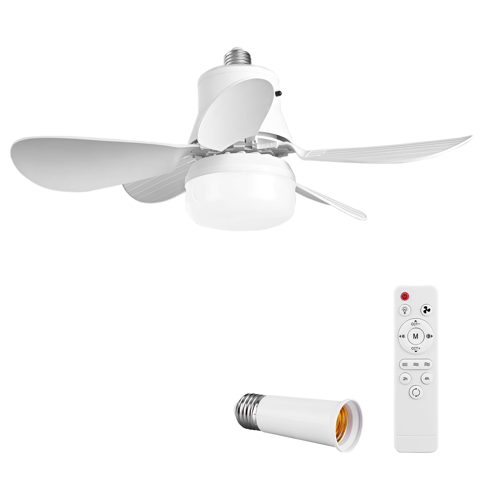 LED Ceiling Fan with Lights, E26/E27 Ceiling Fans Light with Remote Control, 3 Speeds Light Bulb Fan, Timing, 3 Color Dimmable, 5 Blades, Fans Lamp for Bedroom, Office, Living Room (52cm Round)