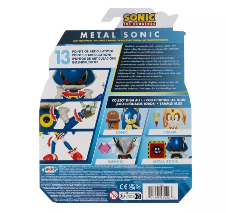 Sonic The Hedgehog 4" Articulated Action Figure Collection (Choose Figure) (Metal Sonic), Red, 10,2 cm - Image 2