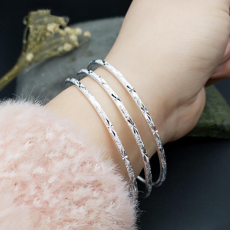 Sterling Silver Bangle Bracelets for Women,Fashion Jewelry Simple Adjustable 925 Silver Cuff Bangles for Women Mom Wife Valentine Mothers Day Gift - Image 6