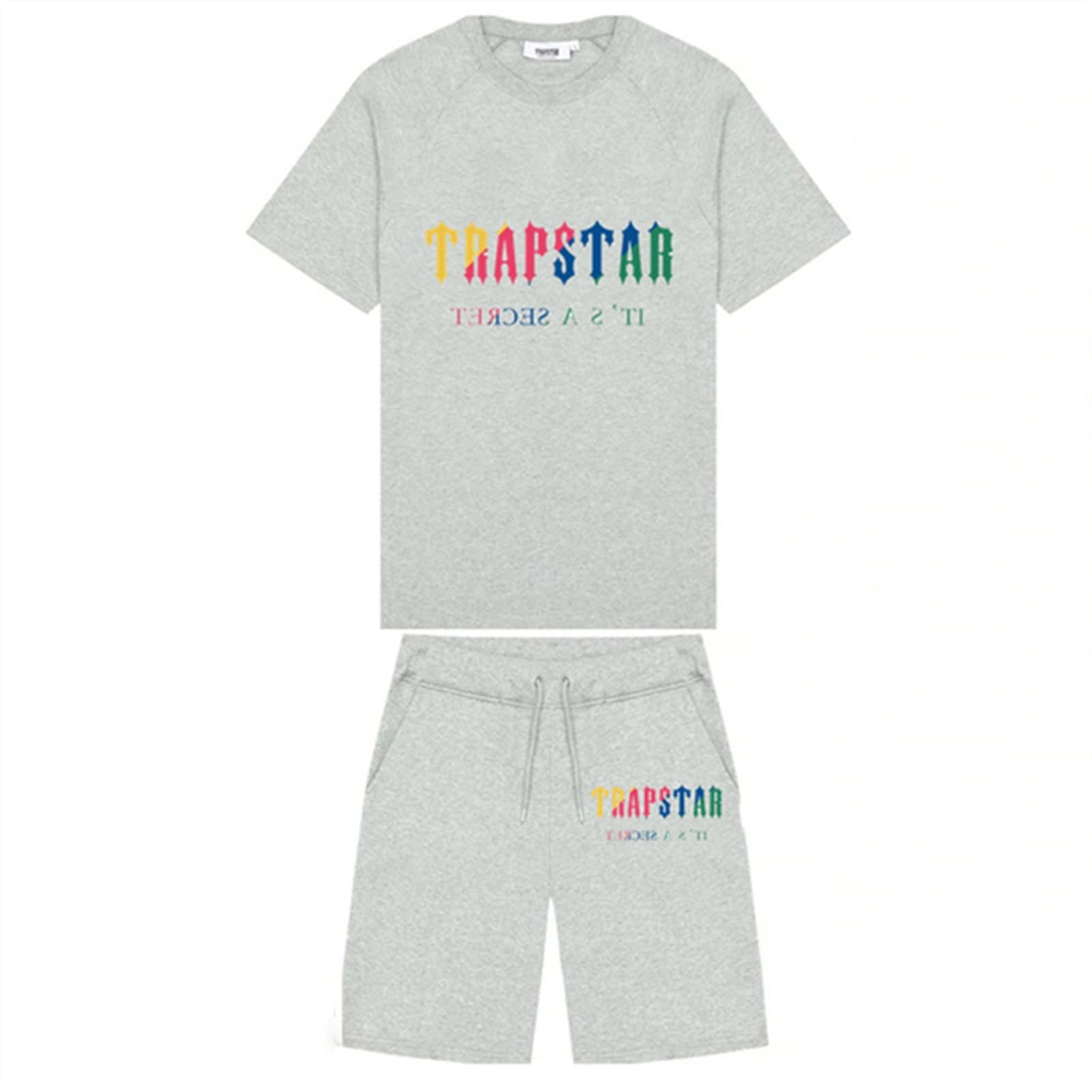 YOUPO Trapstar Letters Printed Casual Sportswear Suit, Men and Women T-Shirt + Shorts + Hat 3 Piece, Loose Jogging Short Sleeve Tracksuits (Color : G2, Size : X-Large)