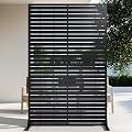 72" H Metal Outdoor Privacy Screen – Freestanding Rustproof Louvered Fence Panel for Patio, Garden, Balcony, AC Unit Cover, Trash Can, Modern Decorative Divider