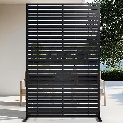 72" H Metal Outdoor Privacy Screen – Freestanding Rustproof Louvered Fence Panel for Patio, Garden, Balcony, AC Unit Cover, Trash Can, Modern Decorative Divider