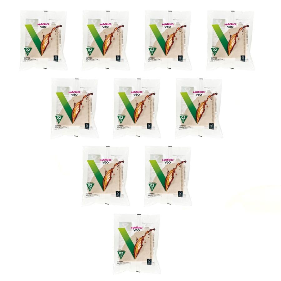 1.000 HARIO Papierfilter, natürlich für V60-02, Größe 1-4 (10 x VCF-02-100M)