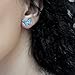 FANCIME Sterling Silver Butterfly Earrings Created Blue Opal Stud Earrings Gemstone Dainty Fine Jewelry for Women