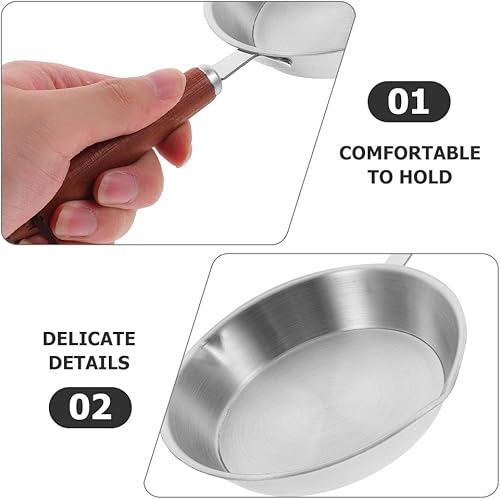 Miniatura 4 de Hemoton Mini sartén antiadherente de acero inoxidable, superficie de cocción de 5.4 pulgadas, sartén antiadherente para uso en el horno, en la