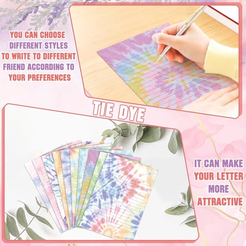 Image of TaoBary 160 Pcs Tie Dye Stationery Paper and Envelopes Set, 5.5 x 8.25''