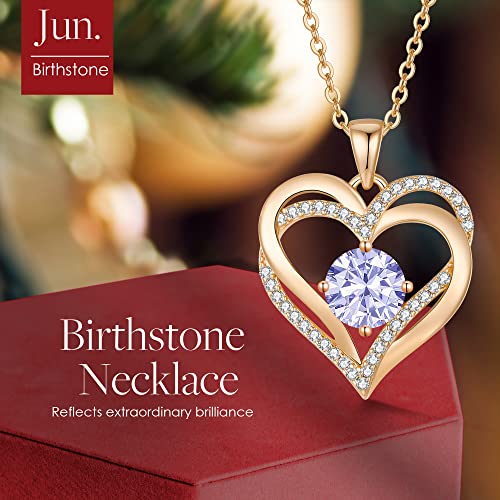 Louisa Secret Love Heart Birthstone Necklaces For Women, 925 Sterling Silver Women Pendant Necklace, Mother’s Day Birthday Anniversary Jewelry Gift For Woman Mother Mom Wife Her Girlfriend Girl #TOP2