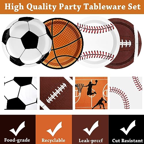 Uroinepa 001 Sports Birthday Party Decorations 80Pcs Sports Party Plates And Napkins Baseball Football Soccer Basketball Rugby Disposable Paper Plates Napkins thumb #2