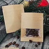 BEISHIDA 100 Pack 3.5 Inch Small Resealable Bags Small Kraft Paper Bags with Clear Window Airtight...