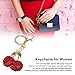 Pssopp Rhinestone Keychain Cherry Key Ring Stylish Pendant Cute Fashion Hanging Pendants for Car Purse Backpack(Red)