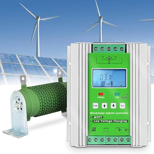 KZZAAO 24V, 12000W Wind Solar Hybrid MPPT Charge Controller with Dump Load 30000W Wind Turbine Generator 3000W Solar Panel