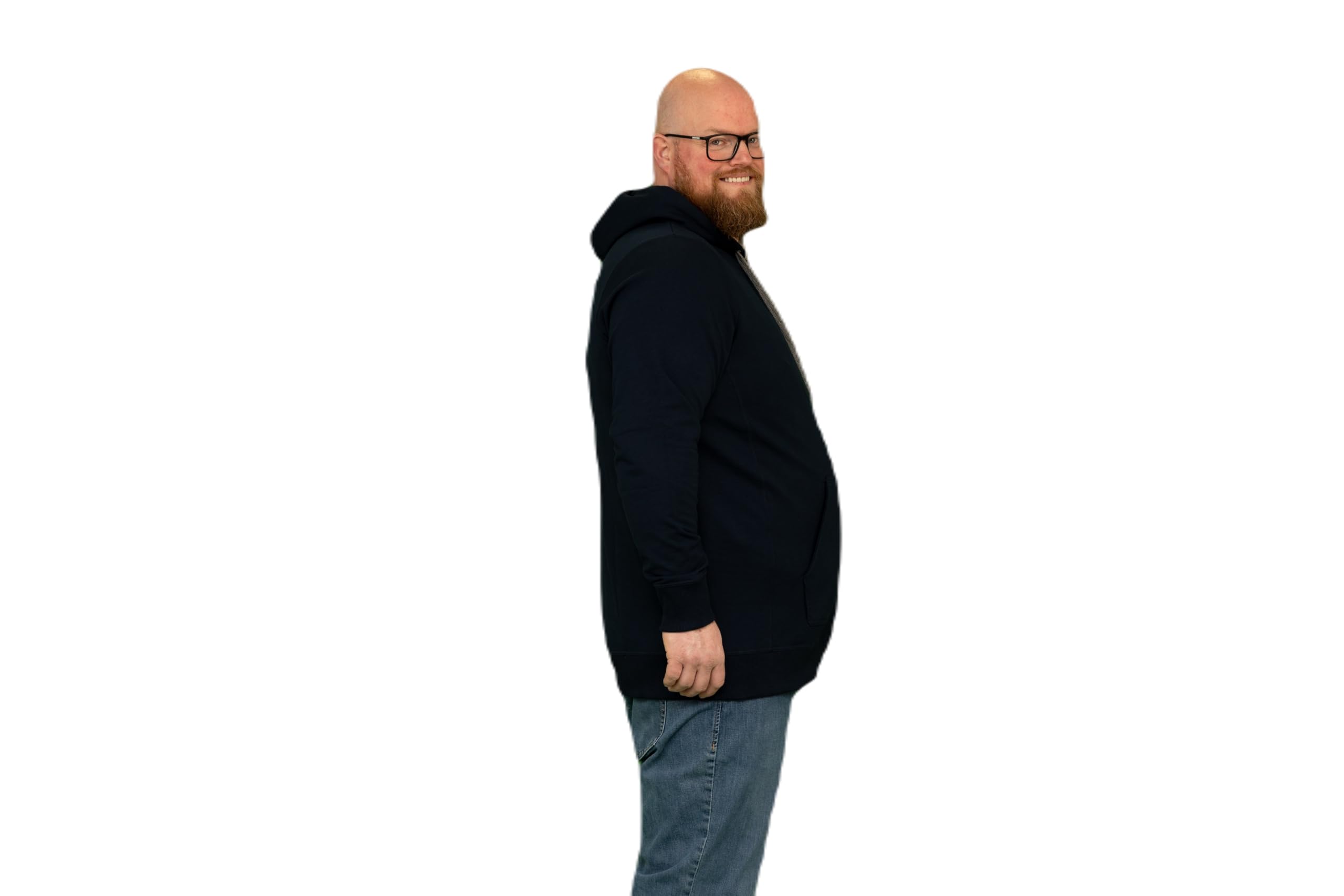 Alca Sudadera con capucha para hombres con talla grande, contorno abdominal, talla XXL-8XL, sudadera con capucha y cuello redondo, color azul