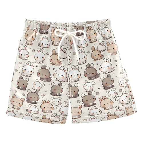 ALAZA Cute Rabbit Bunny Heart Boys' Swim Trunks Beach Shorts Quick Dry Swimsuit 4T Multicoloured