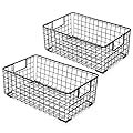 Kingrol 2 Pack Wire Storage Baskets with Handles, Metal Organizer Basket Bins for Home, Office, Nursery, Laundry Shelves Organizer