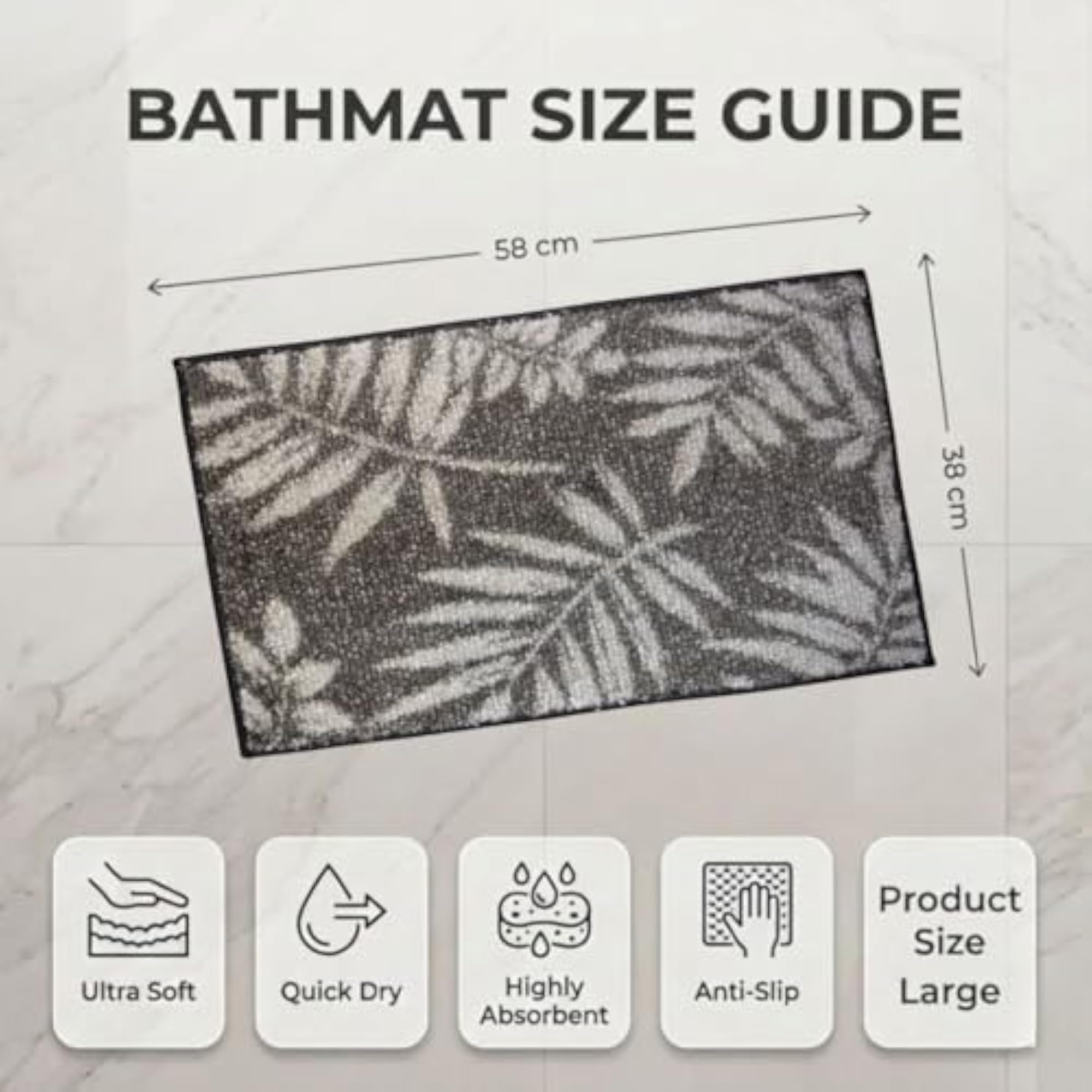 Designer Soft Anti Slip Bath Mat 38x58 cm