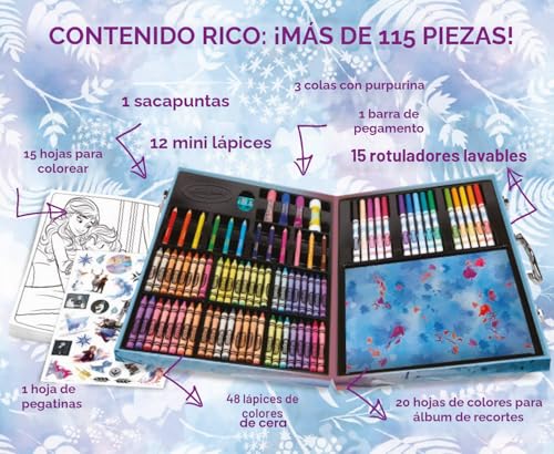 Miniatura 4 de Crayola - Maletín de Pinturas para Niños de Frozen II, Kit de Pintura con Lápices, Ceras, Rotuladores y Purpurina, Colores Variados, Set de +115 Unidades, No Tóxico, Apto para Niños a Partir de 5 Años