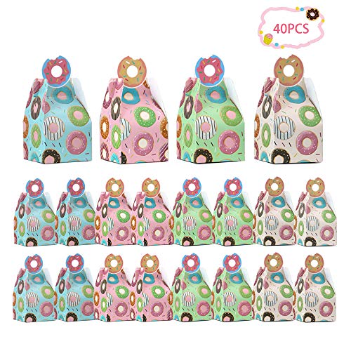 40Pcs Donut Party Favor Boxes - PartsExtra Donut Candy Boxes Donut Grow Up Treat Boxes Paper Doughnut Kids Birthday Goodie Gift Bags for Donut Theme Party Supplies,Baby Shower,Gender Reveal Favors