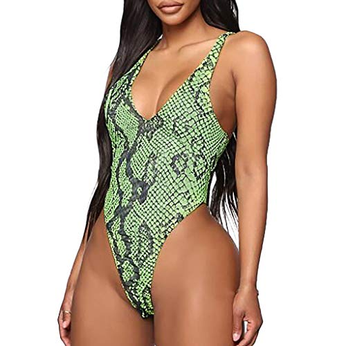 Women's Sexy Tank Top Bodysuit V-Neck Leopard Print Snakeskin Cami Leotard Tops Tank Bodysuit Thong Sleeveless Clubwear Strappy Bodycon Jumpsuit Onesie Romper