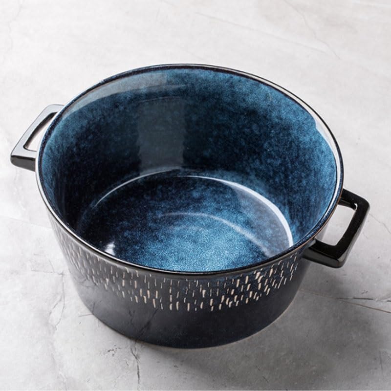 Miska ceramiczna na zupę, ceramiczna miska binauralna, kreatywna zastawa stołowa, odpowiednia do sałatek, płatków śniadaniowych, owoców i makaronu, średnica otworu miski 7,5 cala