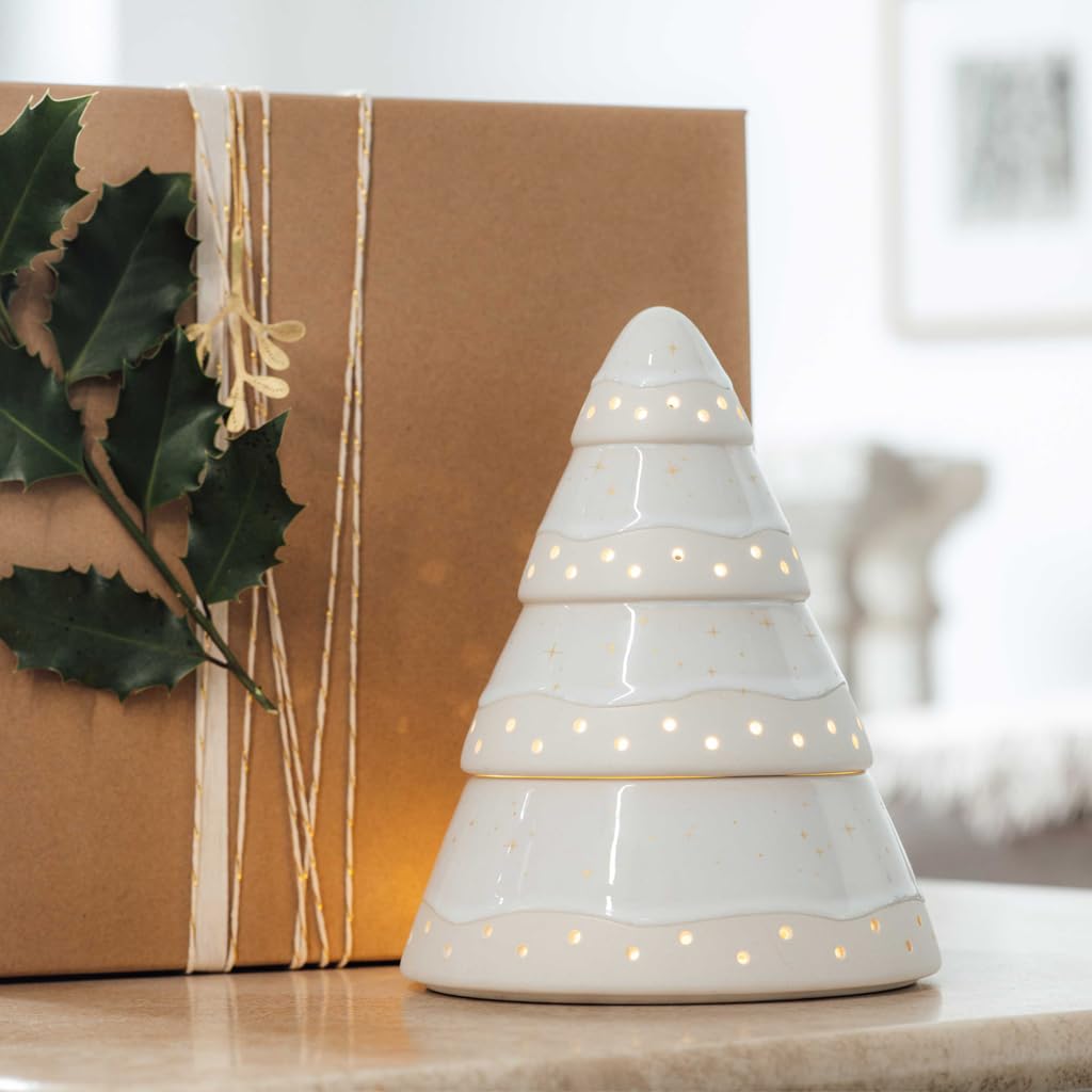 like. by Villeroy & Boch - Winter Glow hurricane lamp tree, Christmas decoration in Premium Porcelain, White / Beige - Image 2