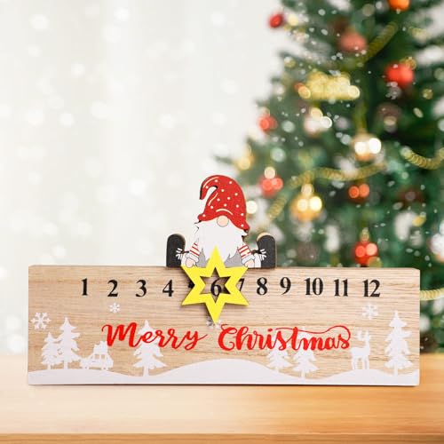 Hianjoo Weihnachten Adventskalender Holz 24 Tage, Holz Xmas Ornament,...