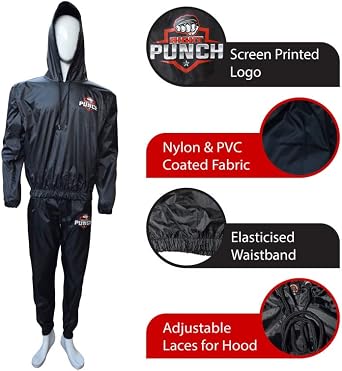 Sauna Suit for Women & Men, Anti Rip Long Sleeves Sauna Jacket with hood and pockets, fitness gym Workout