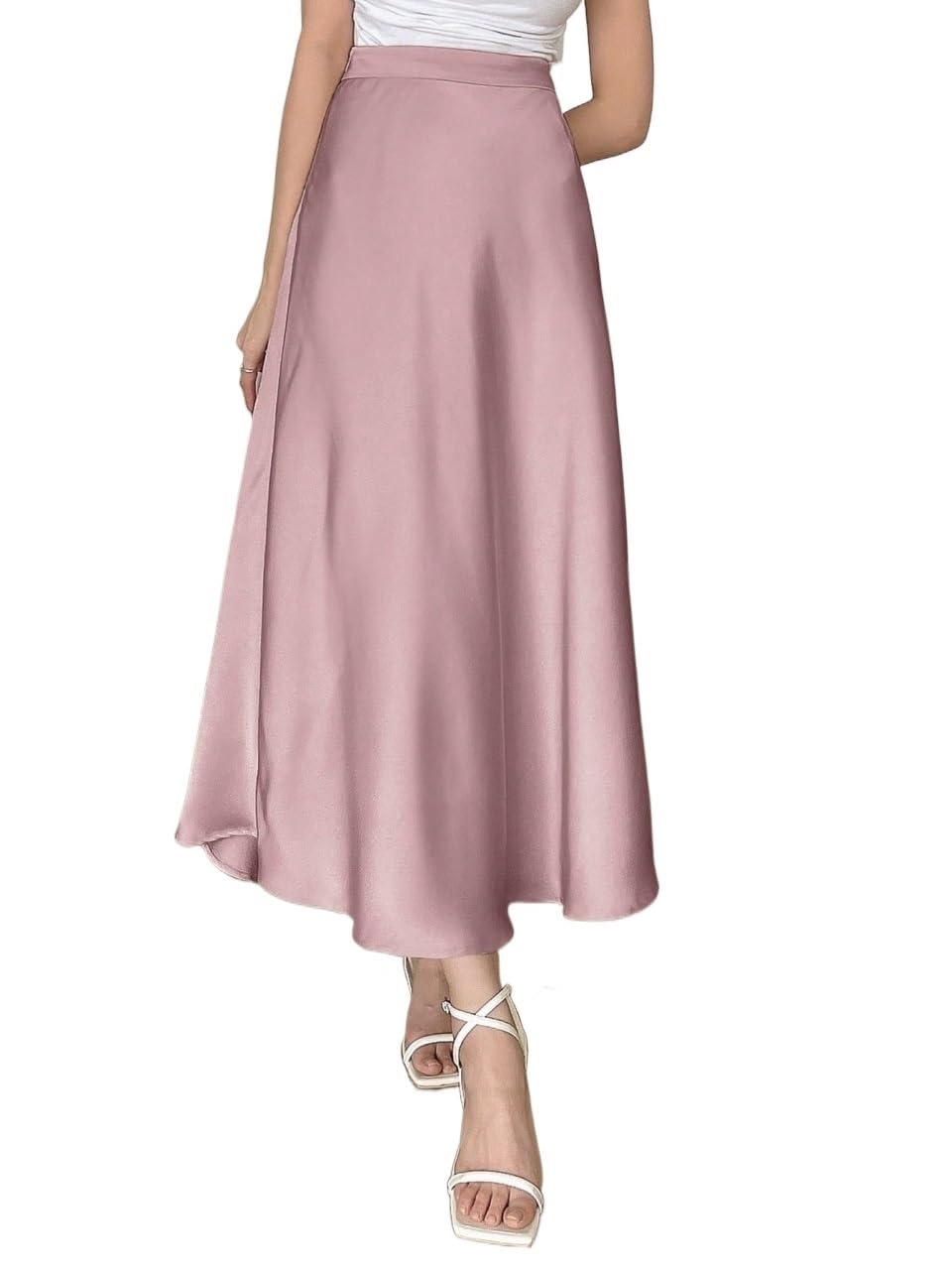 Womens Flowy Trendy Skirt Elegant Solid Color Long Skirt