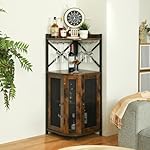 JKsmart Corner Bar Cabinet with Glass Holder,Industrial Wine Cabinet with Mesh Door,4-Tier Wine Cabinet with Open Shelf,Farmhouse Home Bar for Liquor and Wine Storage,Rustic Brown - Image 4
