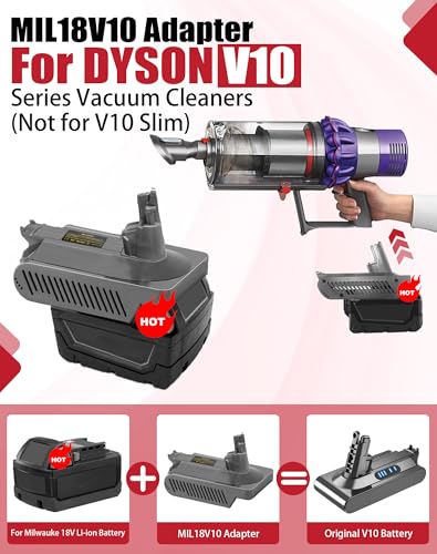 Image of V10 Adapter for Milwaukee 18V Battery Convert to for Dyson V10 SV12 Animal Absolute Motorhead Fluffy Total Cordless Stick Vacuum Cleaner (only Adapter)