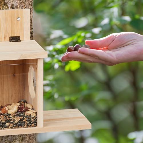 Mangeoire pour écureuils en bois naturel à assembler Relaxdays - 4