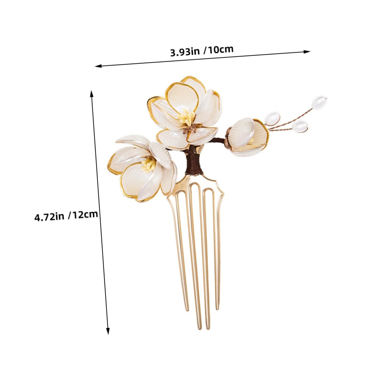 Chinese Style Hair Side Comb with Lotus Flower Design Vintage Prong Hairpin for Elegant Traditional Hair Accessories for Women