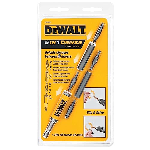 DEWALT Bit Set including 6-in-1 Flip and Switch Driver System, 7-Piece (DW2336), Yellow - Image 2