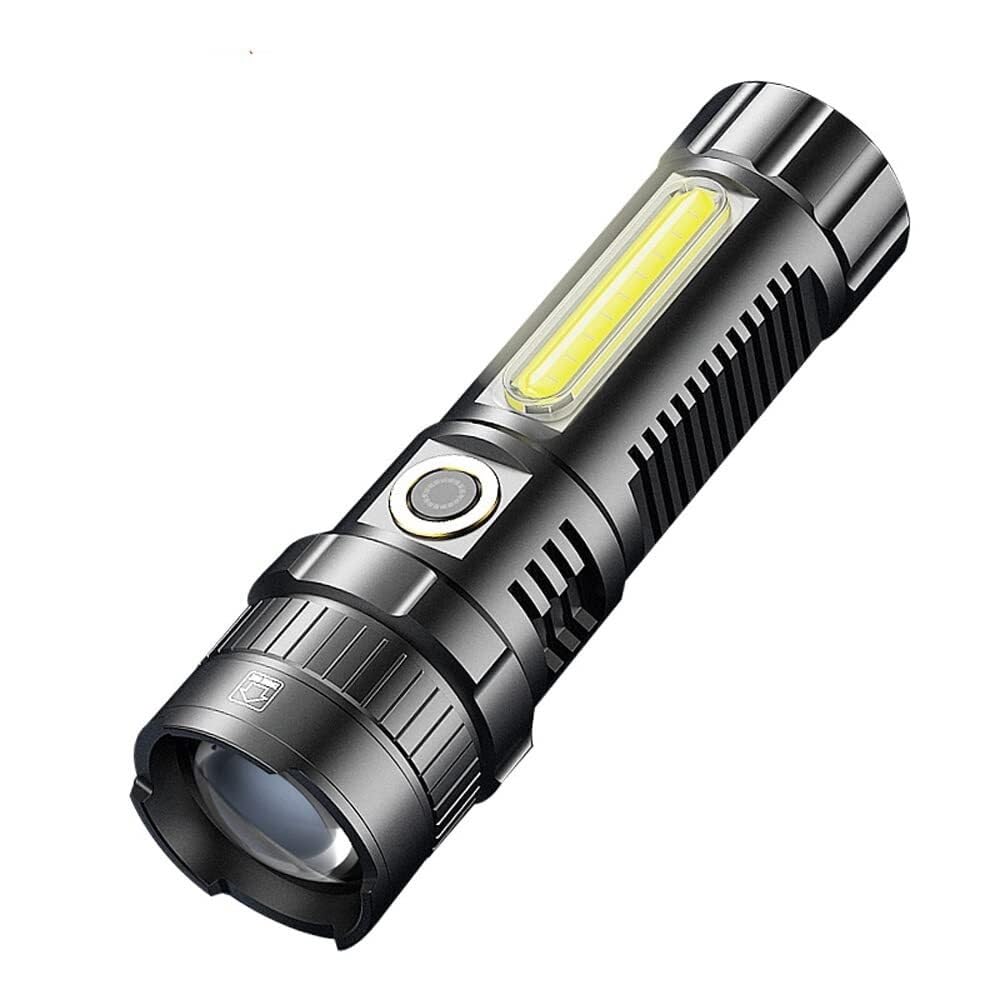 QFGVMXBWKZH Outdoor LED Strong Light Flashlight,Rechargeable Magnetic Work Light,Telescopic Focusing,for Hiking, Camping, Emergency Waterproof Tactical Flashlight(with Battery)