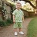 KtwHarnu Toddler Baby Boy St Patricks Day Outfit Clover Cotton Linen Button Down Short Sleeve Shirt Shorts Set Irish Clothes (Green, 6-12 Months)