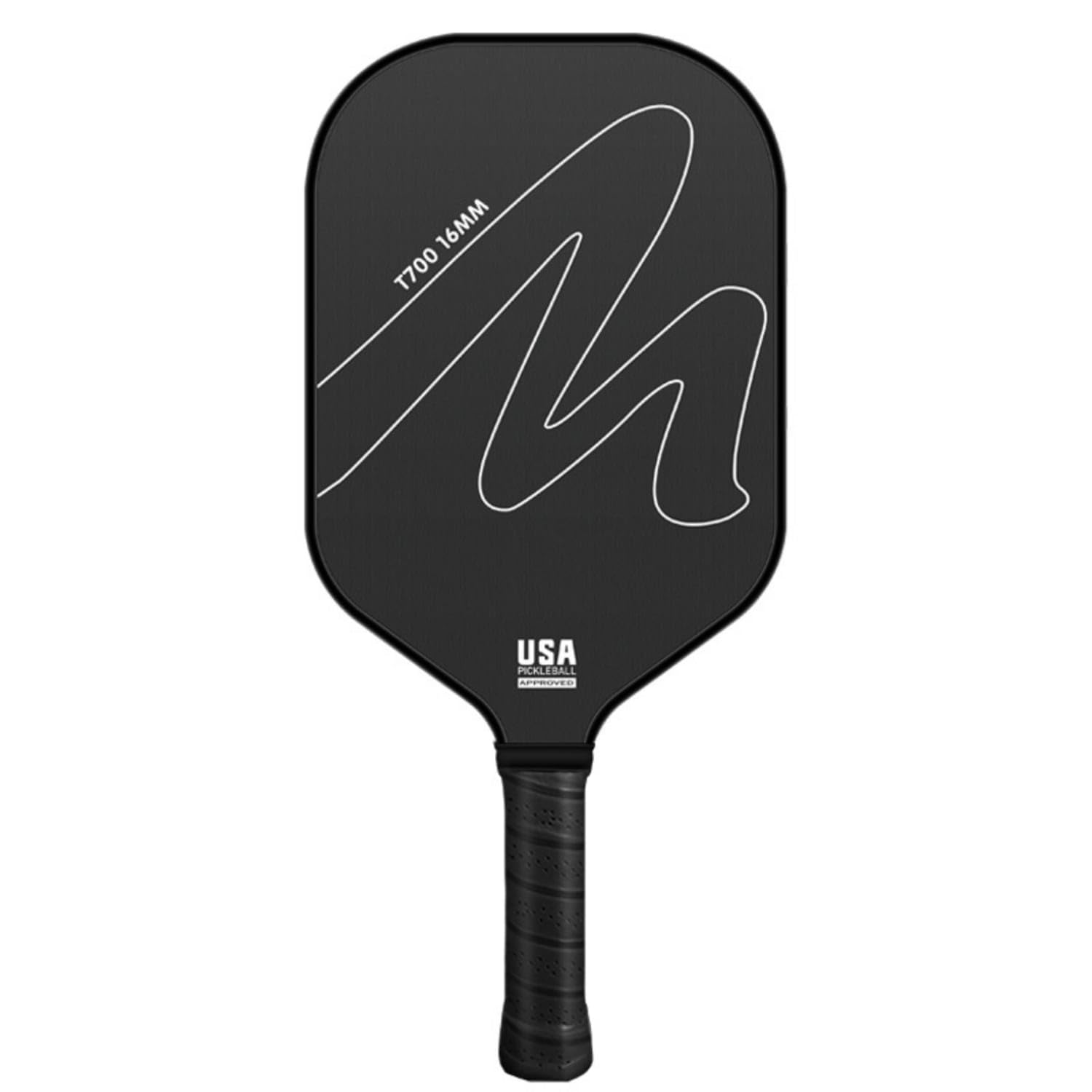USAPA Approved Carbon Fiber Pickleball Paddle 16mm Pickleball Paddle with Wrapped Grip Matte Racket Textured for Adults, Beginners, Matches, Training, Black, M Single-image-24