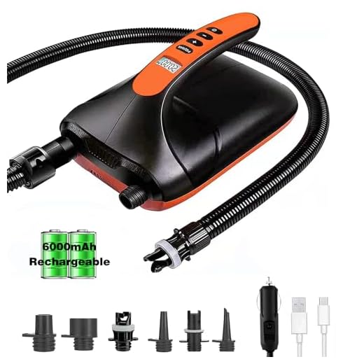 Sup Pumpe Elektrisch mit Akku,20Psi Elektrische Luftpumpe SUP Pumpe,12v Schlauchboot Pumpe für Sup mit 6 Düsen,Sup Pumpe mit intelligenter zweistufiger Auto-Off-Funktion