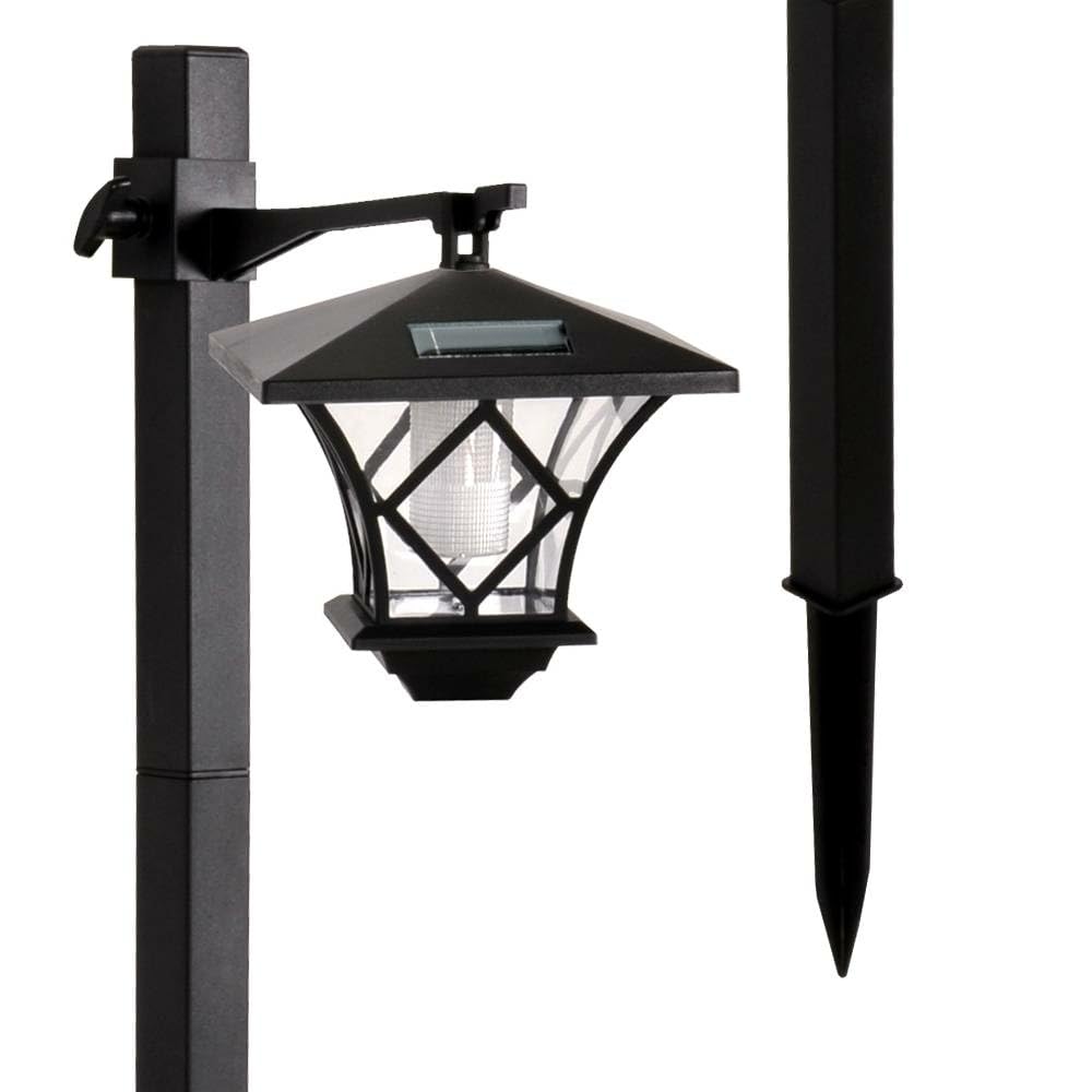 TERRE JARDIN - Lampadaire Solaire Exterieur, Noir 1,5 m - Lampe sur Pied Exterieur, LED 5 Lumens 0,03 W - Luminaire Extérieur LED, 2 Postions et 2 Niveaux - Lampadaire sur pied, Lanterne Classique