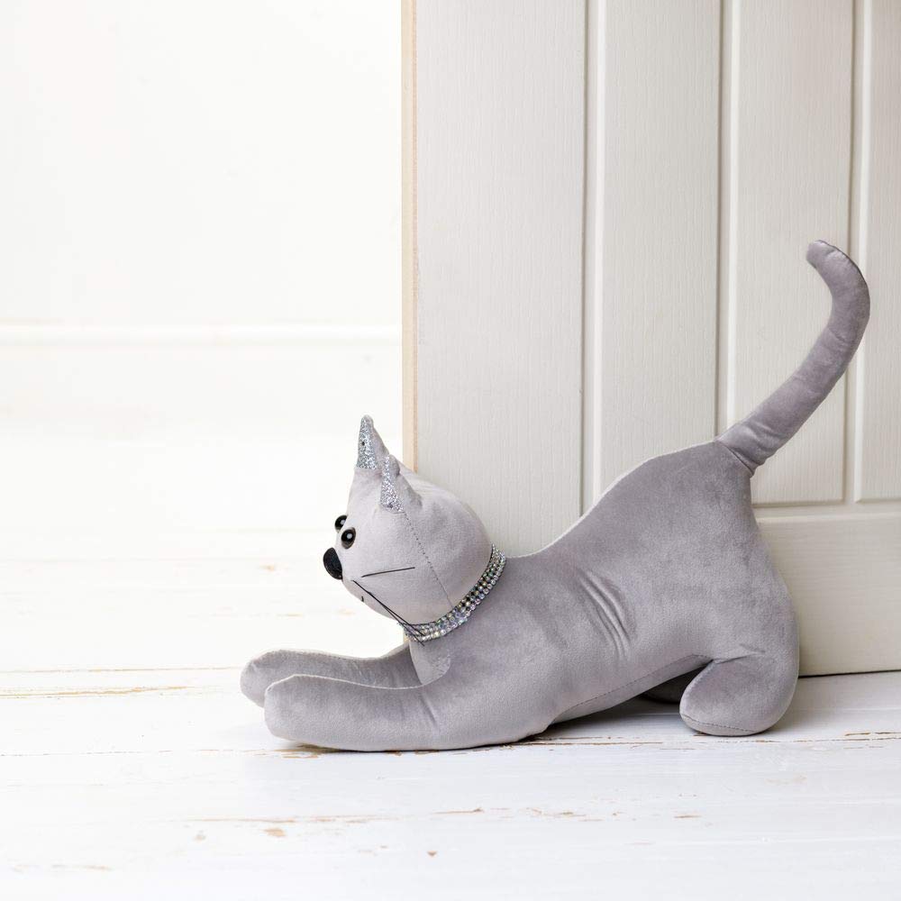 HESTIA Silver Luxe Diamante CAT Door Stop