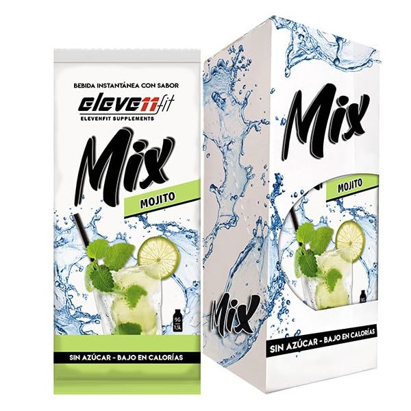 Eleven Fit Mix Instantáneo Sabor Mojito | Prepara 1.5L de Bebida Saludable, Sin Azúcar y Baja en Calorías | Ideal para Mezclar con Agua y Mejorar tu Dieta | Caja de 12 Sobres