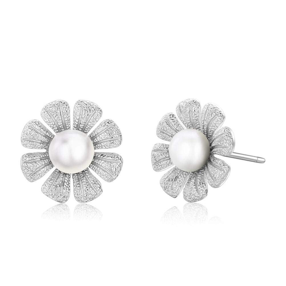 IUokLU ladies earrings,Sunflower Nail Sunflower Flower S925 Silver Jewelry Popular Wild Chrysanthemum Pearls Freshwater Pearls