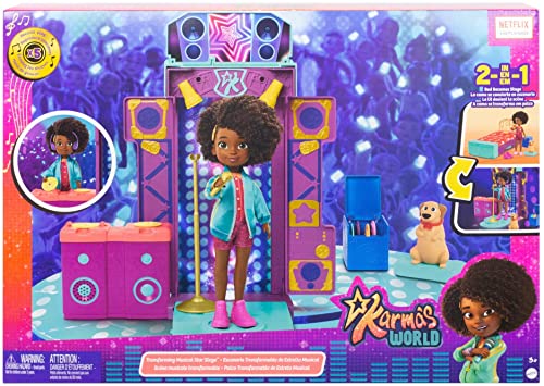 Mattel Karma's World Jouet avec poupée et accessoires, scène musicale étoile avec lumières et sons, se transforme du lit à la scène – Image 7